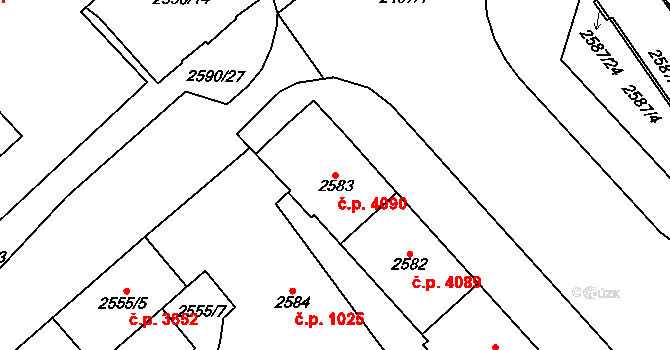 Chomutov 4090 na parcele st. 2583 v KÚ Chomutov I, Katastrální mapa