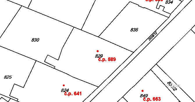Rumburk 1 589, Rumburk na parcele st. 829 v KÚ Rumburk, Katastrální mapa