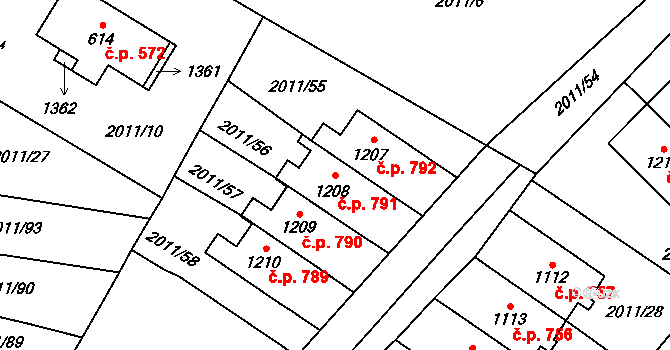 Rtyně v Podkrkonoší 791 na parcele st. 1208 v KÚ Rtyně v Podkrkonoší, Katastrální mapa