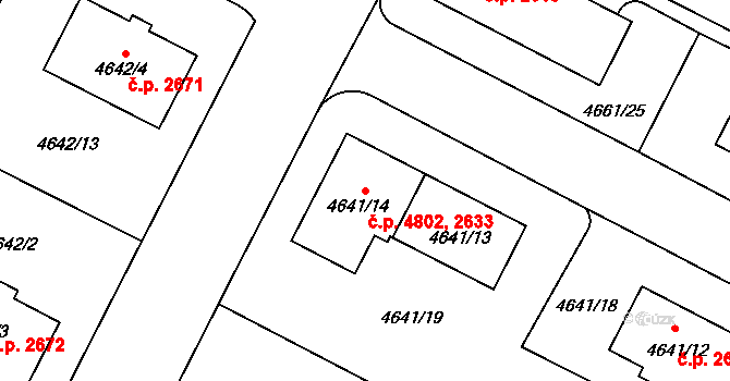Jihlava 2633,4802 na parcele st. 4641/14 v KÚ Jihlava, Katastrální mapa