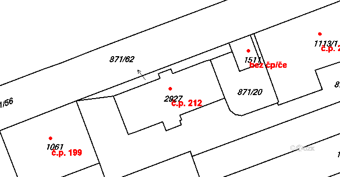 Latrán 212, Český Krumlov na parcele st. 2927 v KÚ Český Krumlov, Katastrální mapa