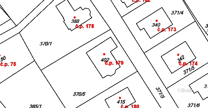 Bohutín 179 na parcele st. 402 v KÚ Bohutín, Katastrální mapa