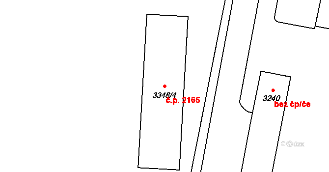 Vsetín 2165 na parcele st. 3348/4 v KÚ Vsetín, Katastrální mapa