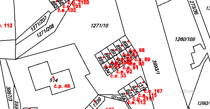 Pazderna 3085, Vyškov na parcele st. 896 v KÚ Dědice u Vyškova, Katastrální mapa