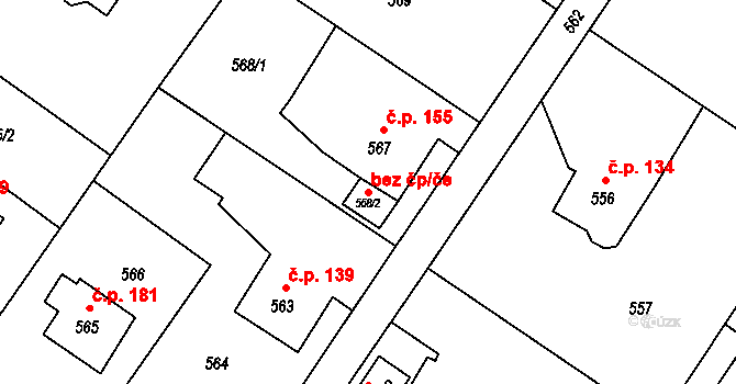 Dolní Lutyně 38264218 na parcele st. 568/2 v KÚ Věřňovice, Katastrální mapa