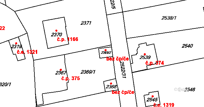 Černošice 39589218 na parcele st. 2369/2 v KÚ Černošice, Katastrální mapa