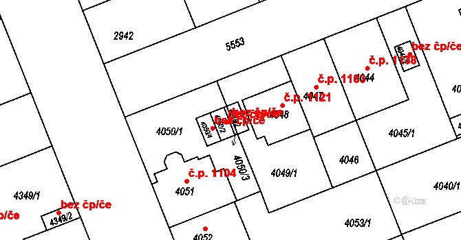 Plzeň 40039218 na parcele st. 4049/2 v KÚ Plzeň, Katastrální mapa
