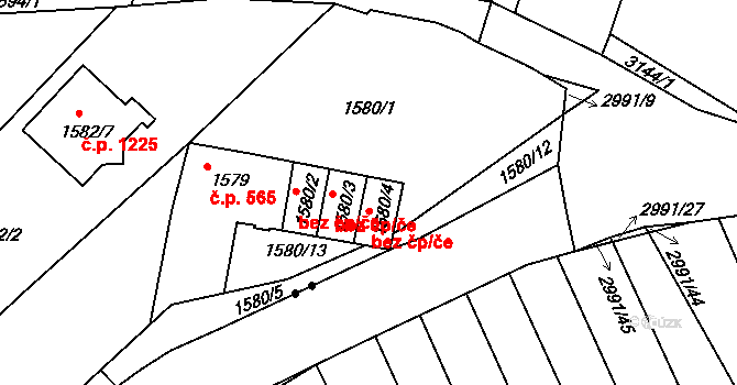 Brno 41706218 na parcele st. 1580/4 v KÚ Bystrc, Katastrální mapa