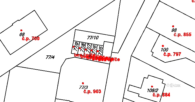 Bučovice 45832218 na parcele st. 77/5 v KÚ Bučovice, Katastrální mapa