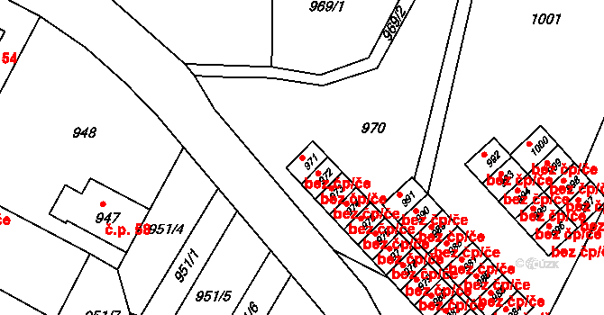 Mimoň 45878218 na parcele st. 971 v KÚ Mimoň, Katastrální mapa