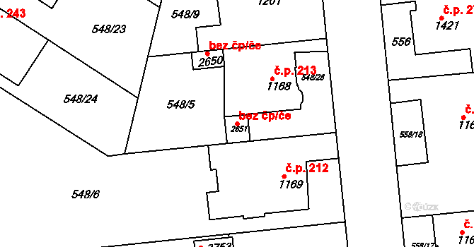 Jičín 45965218 na parcele st. 2651 v KÚ Jičín, Katastrální mapa