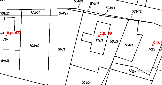 Opatovice nad Labem 49176218 na parcele st. 427 v KÚ Opatovice nad Labem, Katastrální mapa