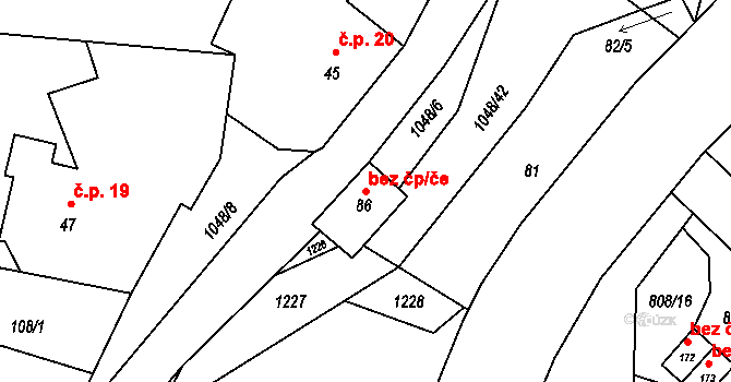 Čestice 50350218 na parcele st. 86 v KÚ Čestice u Častolovic, Katastrální mapa