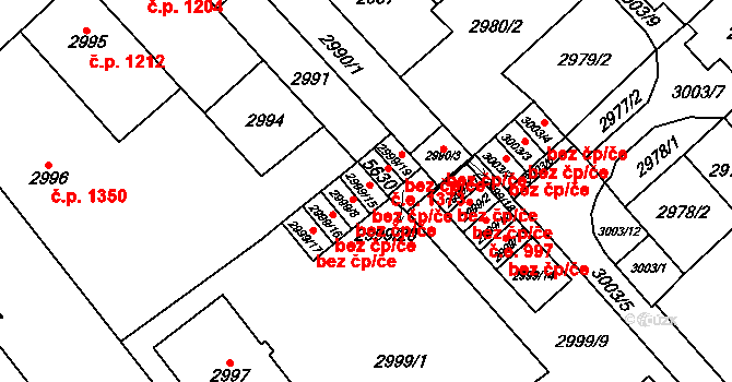 Chomutov 1024 na parcele st. 2999/15 v KÚ Chomutov I, Katastrální mapa