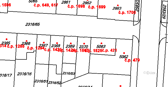 Zelené Předměstí 1525, Pardubice na parcele st. 2370 v KÚ Pardubice, Katastrální mapa