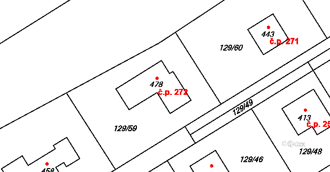 Ruda 272 na parcele st. 478 v KÚ Ruda u Nového Strašecí, Katastrální mapa