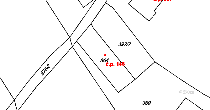 Loučka 146, Nový Jičín na parcele st. 364 v KÚ Loučka u Nového Jičína, Katastrální mapa
