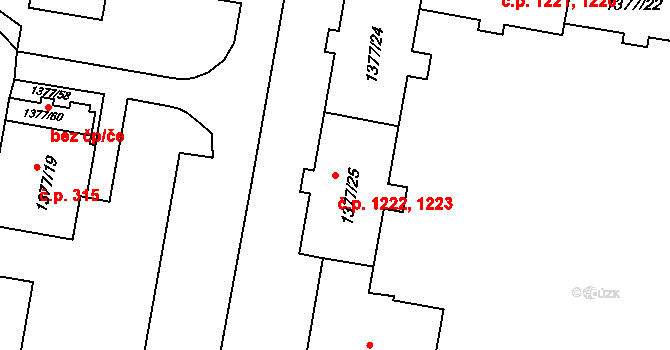 Kopřivnice 1222,1223 na parcele st. 1377/24 v KÚ Kopřivnice, Katastrální mapa