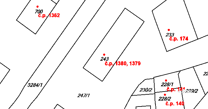 Příbor 1379,1380 na parcele st. 243 v KÚ Příbor, Katastrální mapa