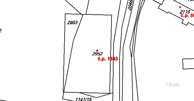 Blatná 1343 na parcele st. 2952 v KÚ Blatná, Katastrální mapa
