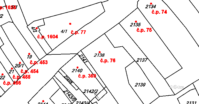 Pohořelice 76 na parcele st. 2138 v KÚ Pohořelice nad Jihlavou, Katastrální mapa