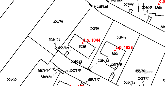 Beroun-Závodí 1044, Beroun na parcele st. 8026 v KÚ Beroun, Katastrální mapa