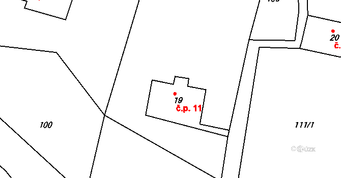 Královka 11, Šluknov na parcele st. 19 v KÚ Královka, Katastrální mapa
