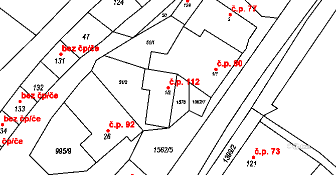 Malhotice 112 na parcele st. 1/2 v KÚ Malhotice, Katastrální mapa