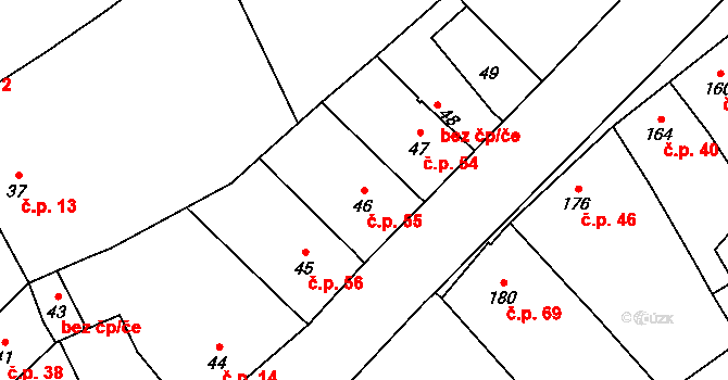 Přerov IV-Kozlovice 55, Přerov na parcele st. 46 v KÚ Kozlovice u Přerova, Katastrální mapa