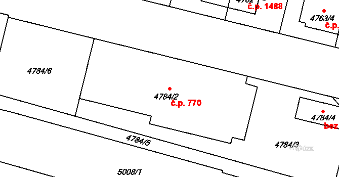 Přerov I-Město 770, Přerov na parcele st. 4784/2 v KÚ Přerov, Katastrální mapa