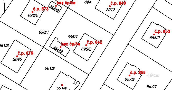 Zruč nad Sázavou 842 na parcele st. 695/2 v KÚ Zruč nad Sázavou, Katastrální mapa
