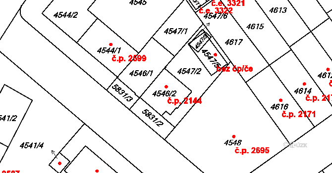 Jihlava 2144 na parcele st. 4546/2 v KÚ Jihlava, Katastrální mapa