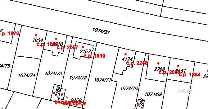 Nymburk 2249 na parcele st. 1074/71 v KÚ Nymburk, Katastrální mapa