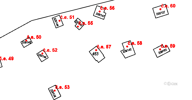 Hostěradice 57, Kamenný Přívoz na parcele st. 463 v KÚ Hostěradice, Katastrální mapa
