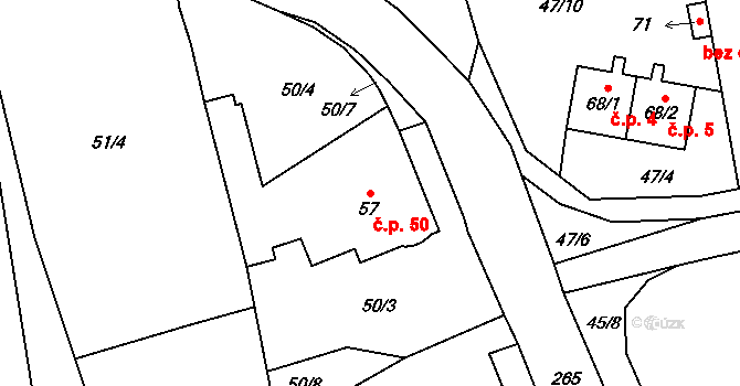 Český Heršlák 50, Horní Dvořiště na parcele st. 57 v KÚ Český Heršlák, Katastrální mapa