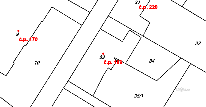 Krmelín 169 na parcele st. 33 v KÚ Krmelín, Katastrální mapa