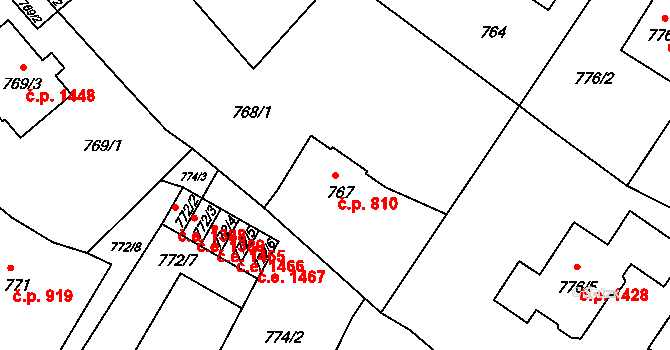 Děčín II-Nové Město 810, Děčín na parcele st. 767 v KÚ Děčín, Katastrální mapa