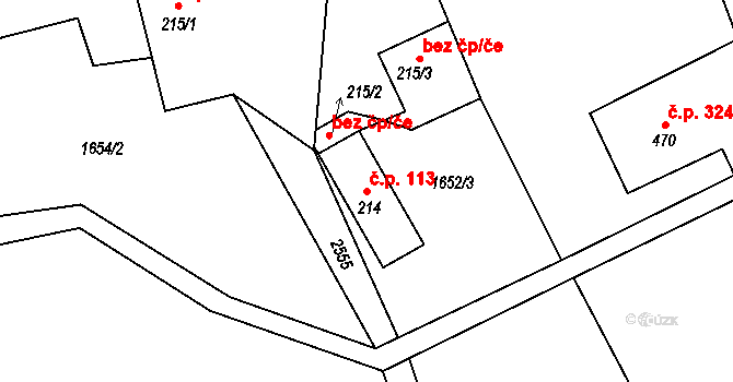 Dolní Řasnice 113 na parcele st. 214 v KÚ Dolní Řasnice, Katastrální mapa