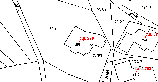 Horní Rokytnice 278, Rokytnice nad Jizerou na parcele st. 393 v KÚ Horní Rokytnice nad Jizerou, Katastrální mapa