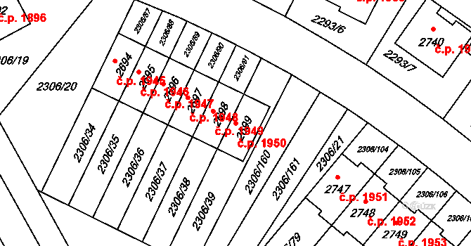 Hořice 1950 na parcele st. 2699 v KÚ Hořice v Podkrkonoší, Katastrální mapa