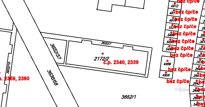 Břeclav 2339,2340 na parcele st. 2172/2 v KÚ Břeclav, Katastrální mapa