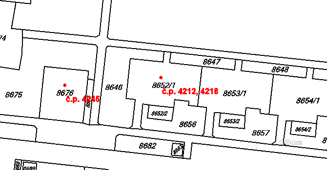 Židenice 4212,4218, Brno na parcele st. 8652/1 v KÚ Židenice, Katastrální mapa