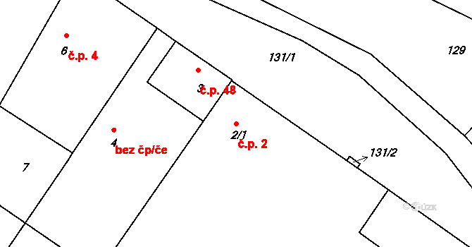 Pesvice 2 na parcele st. 2/1 v KÚ Pesvice, Katastrální mapa