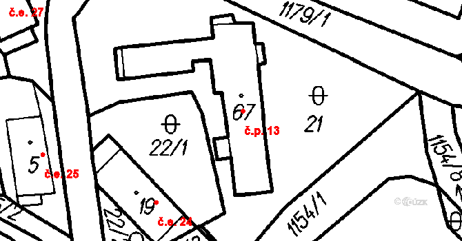 Nehodiv 13 na parcele st. 67 v KÚ Nehodiv, Katastrální mapa