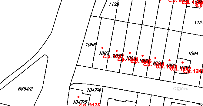 Záběhlice 1247, Praha na parcele st. 1087 v KÚ Záběhlice, Katastrální mapa