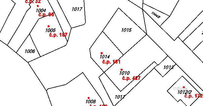 Kuřim 161 na parcele st. 1014 v KÚ Kuřim, Katastrální mapa