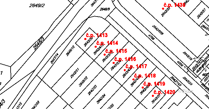 Kuřim 1415 na parcele st. 2642/373 v KÚ Kuřim, Katastrální mapa