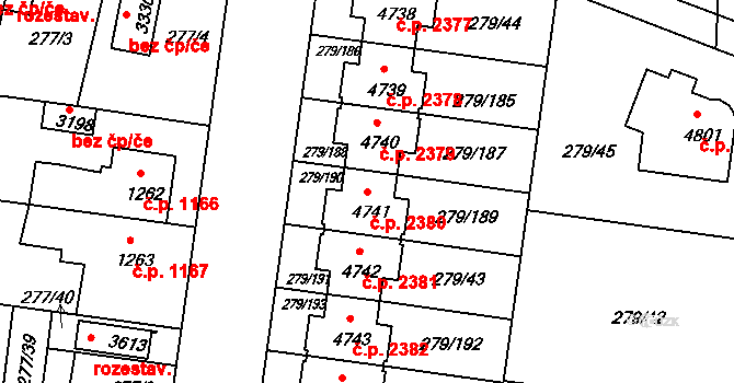 Nymburk 2380 na parcele st. 4741 v KÚ Nymburk, Katastrální mapa