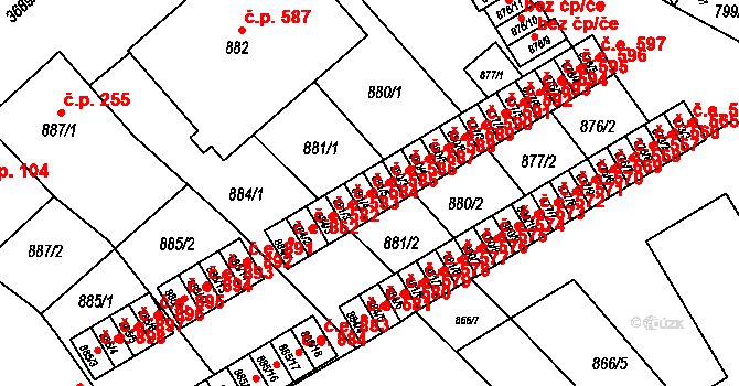 Vyškov-Předměstí 585, Vyškov na parcele st. 881/4 v KÚ Vyškov, Katastrální mapa