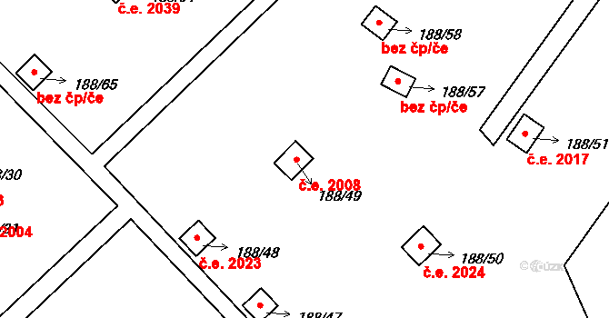 Sobědruhy 2008, Teplice na parcele st. 188/49 v KÚ Sobědruhy, Katastrální mapa